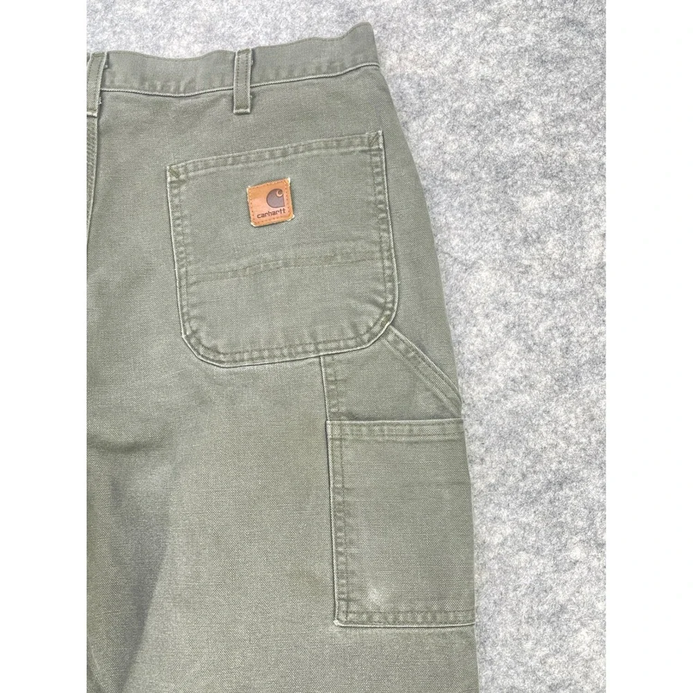 Carhartt B11 MOS Dungaree Men 38x30 Moss Green Wash Duck Work Pants (Fits 36x30)